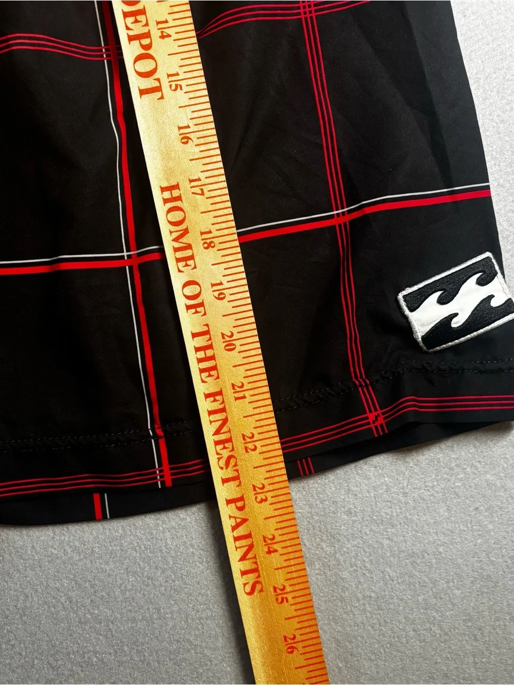 Billabong Y2K Black Swim Board Shorts with Red Grid Vintage